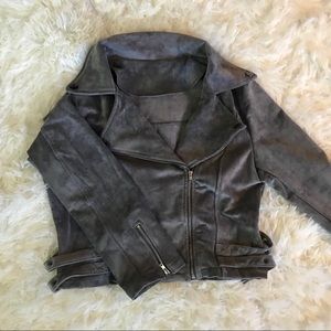 Moto Biker Jacket Gray Grey